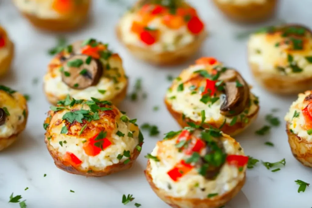 Cottage cheese egg bites with bell peppers and mushrooms.