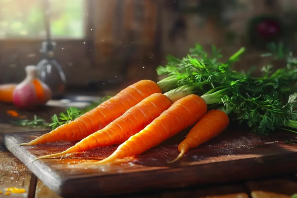 Fresh carrots surrounded by a measuring tape, symbolizing health benefits